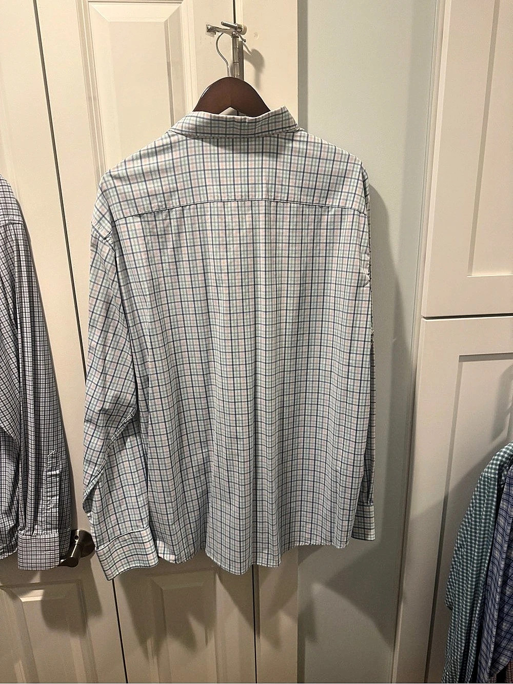 Peter Millar Summer Comfort Plaid Sport Shirt Blue & White XL